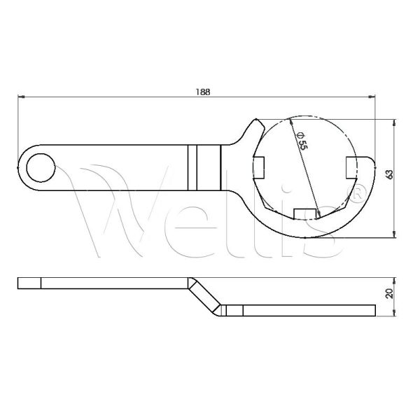 Düseschlüssel für kleine transparent Wellisparts 2